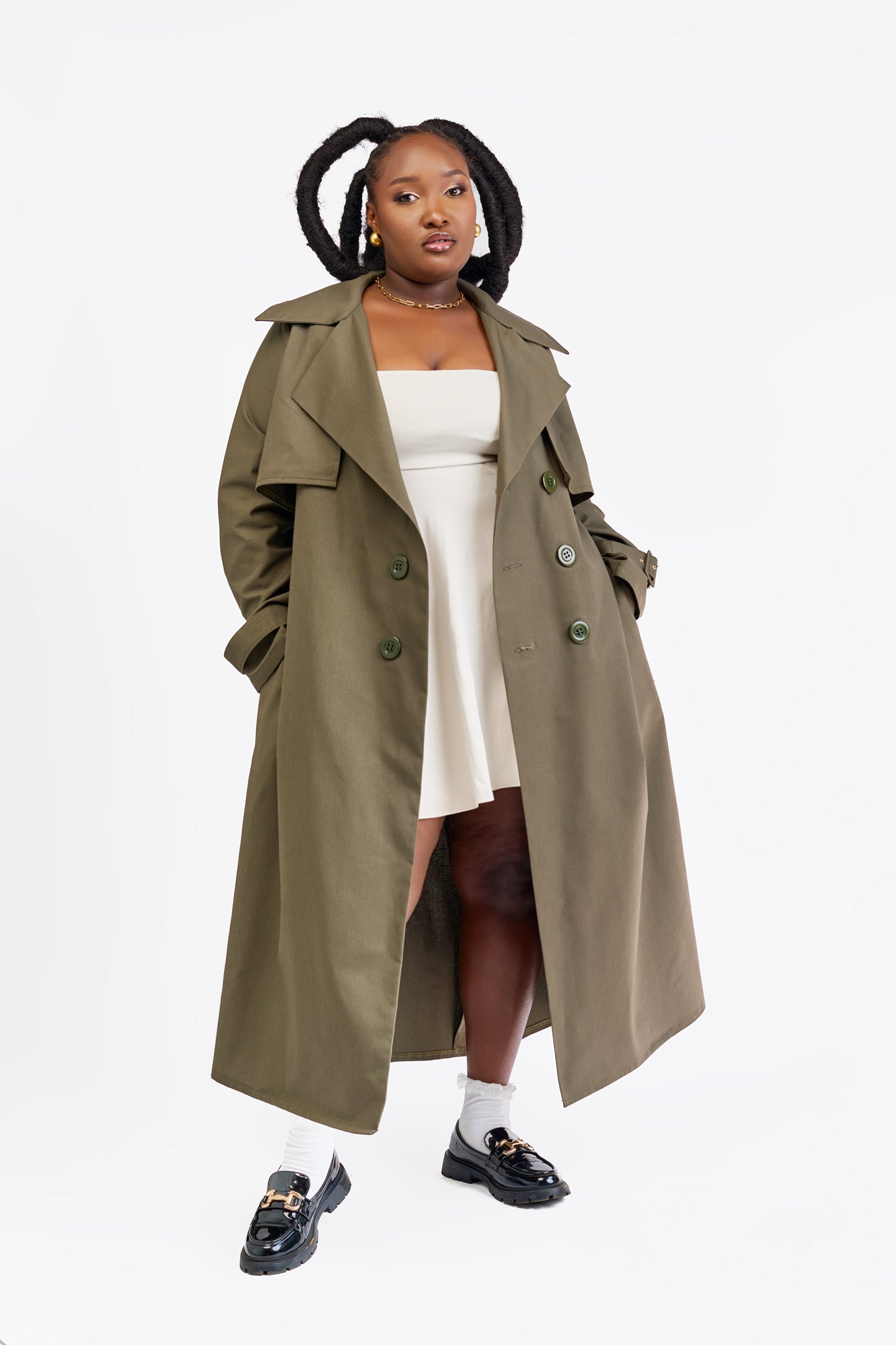 "Final Say” Trench Coat- Hunter Green