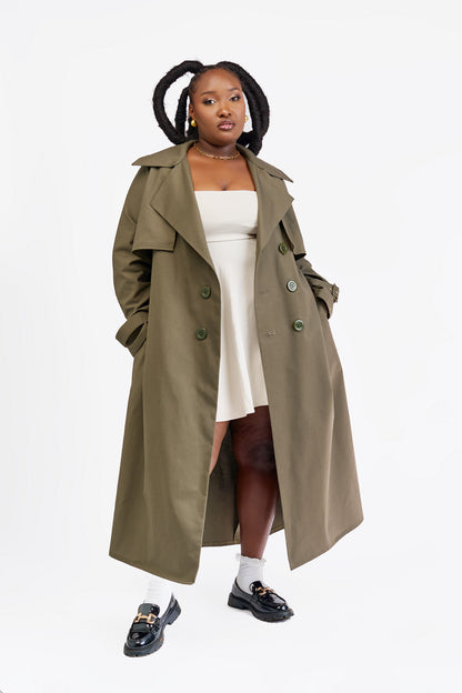 "Final Say” Trench Coat- Hunter Green