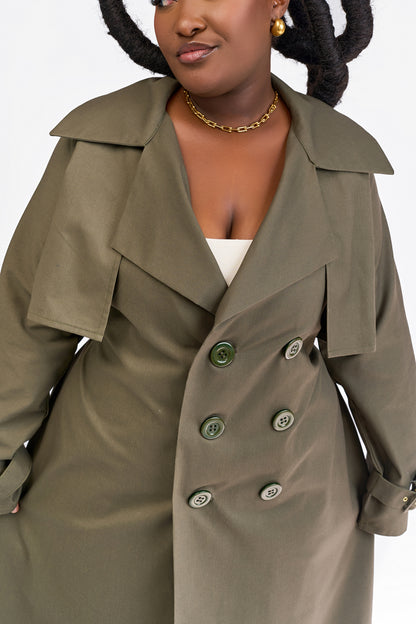 "Final Say” Trench Coat- Hunter Green