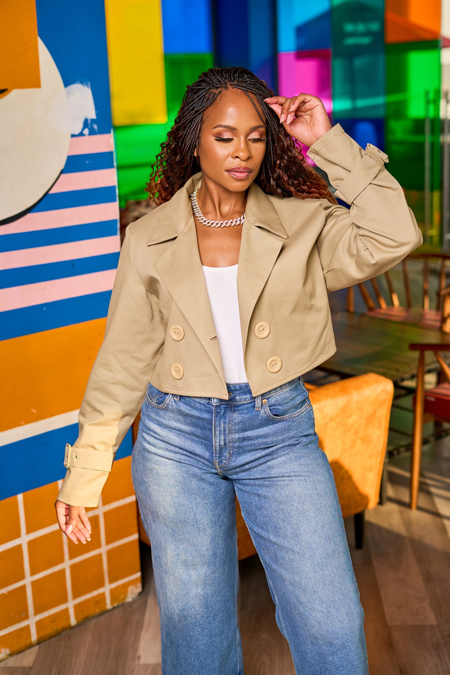 "Say Less” Crop Trench Coat