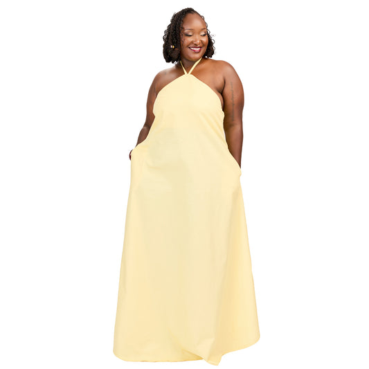“First Love” Halter Neck Maxi Dress- Butter Yellow