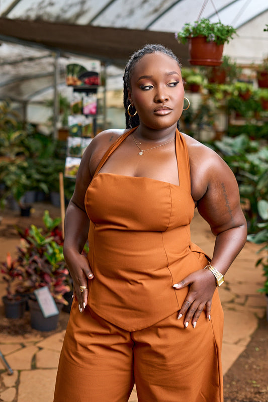 "Dewy Nectar" Classic Corset Top- Burnt Orange