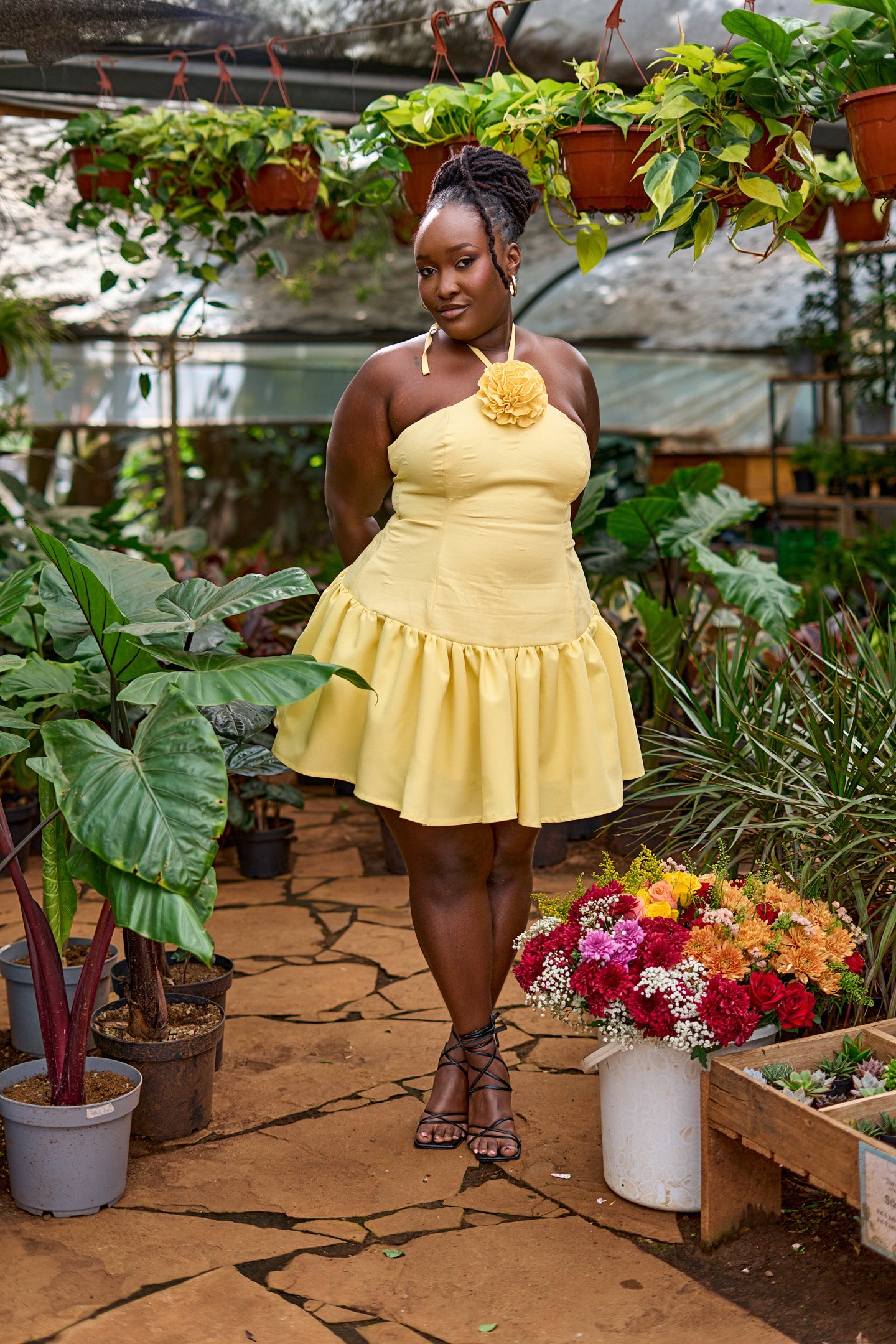 "Soft Bloom" Mini Dress- Butter Yellow