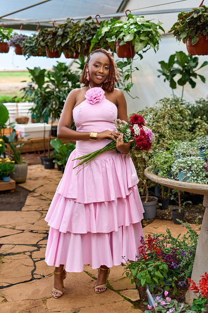 "Soft Bloom" Tiered Maxi Dress- Baby Pink