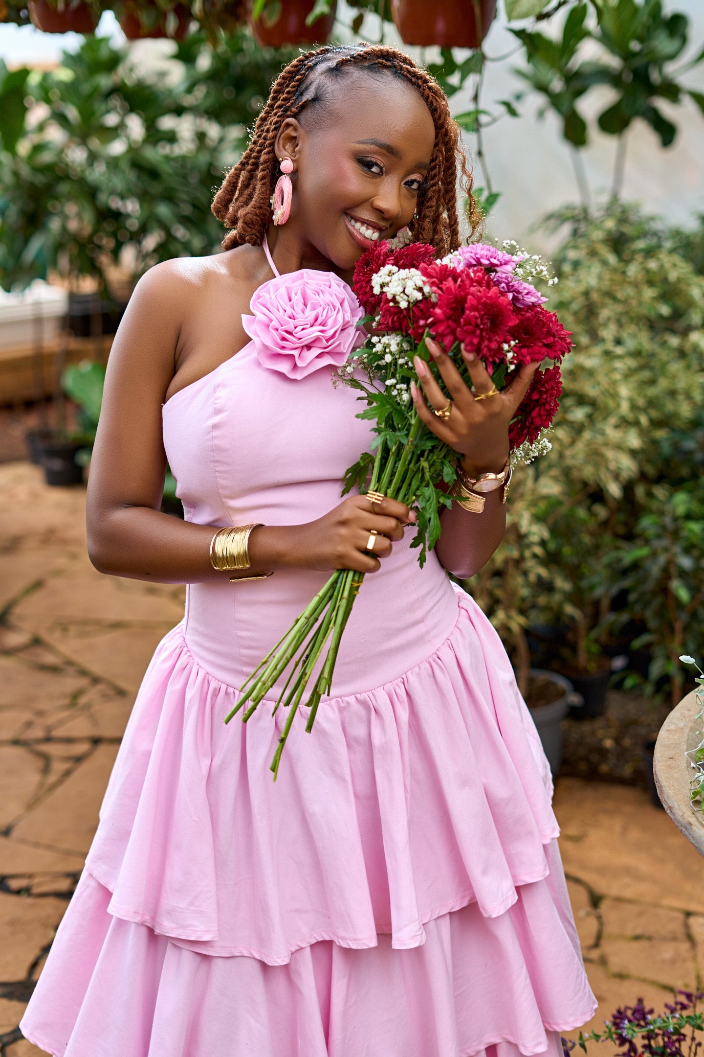 "Soft Bloom" Tiered Maxi Dress- Baby Pink
