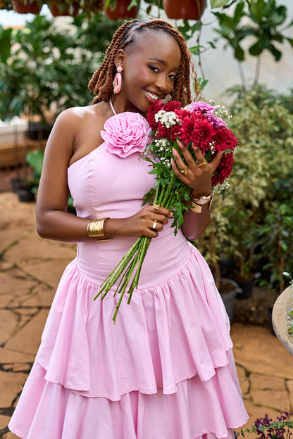 "Soft Bloom" Tiered Maxi Dress- Baby Pink