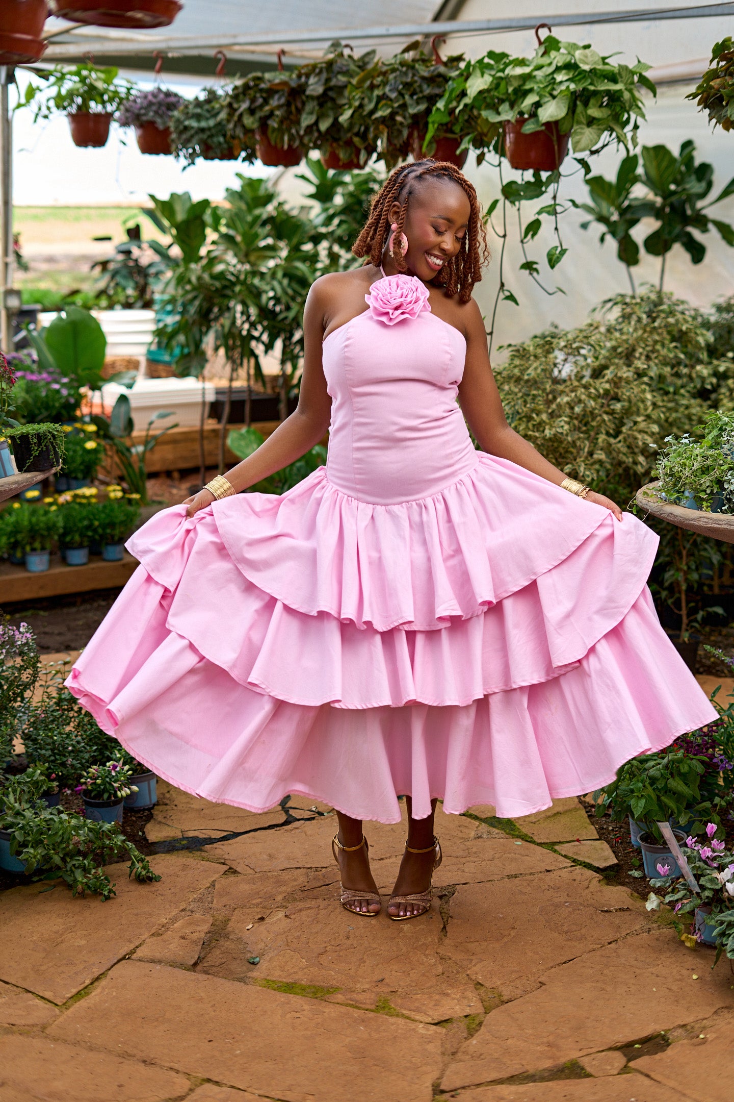 "Soft Bloom" Tiered Maxi Dress- Baby Pink