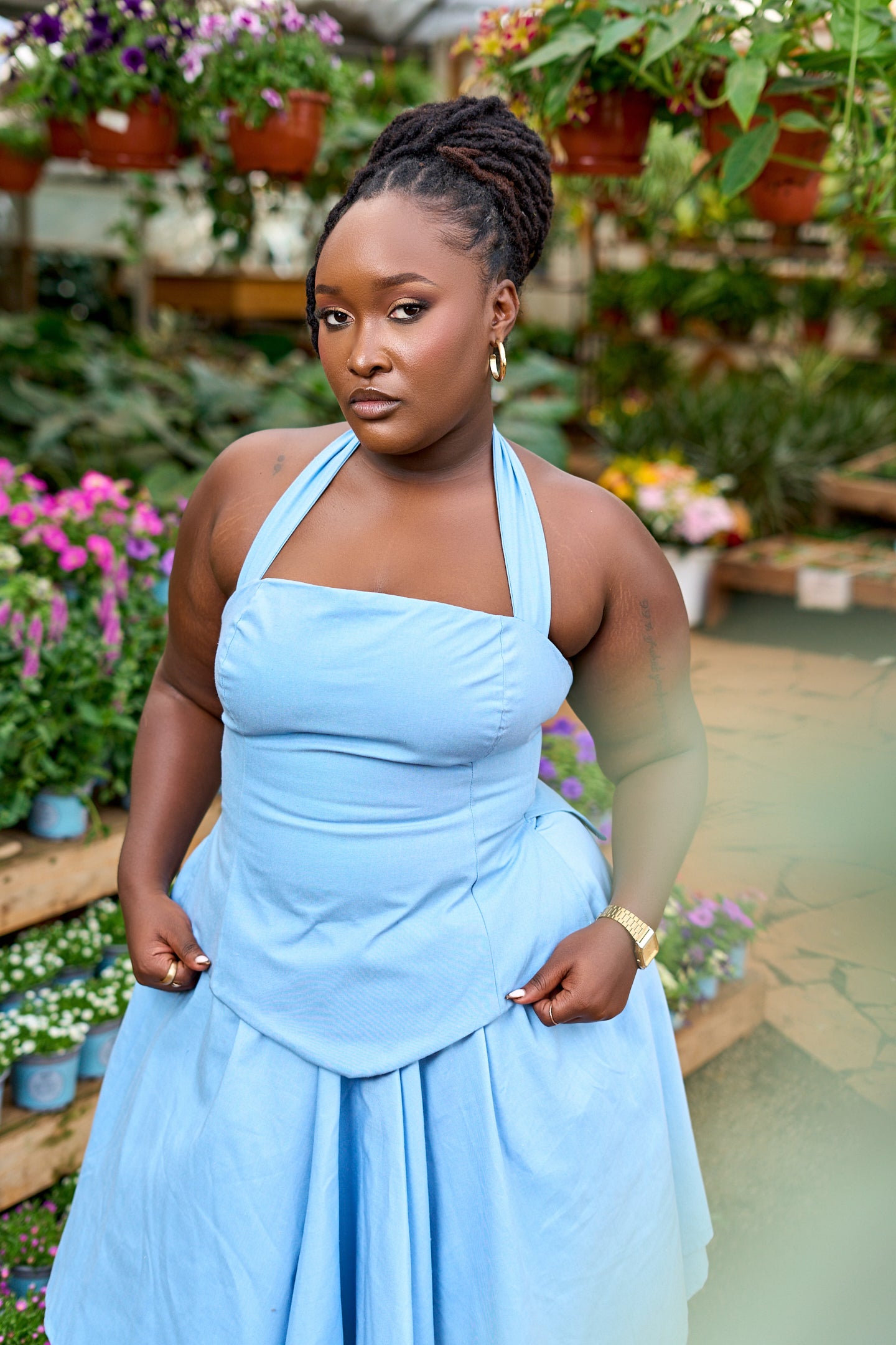 "Dewy Nectar" Classic Corset Top- Powder Blue