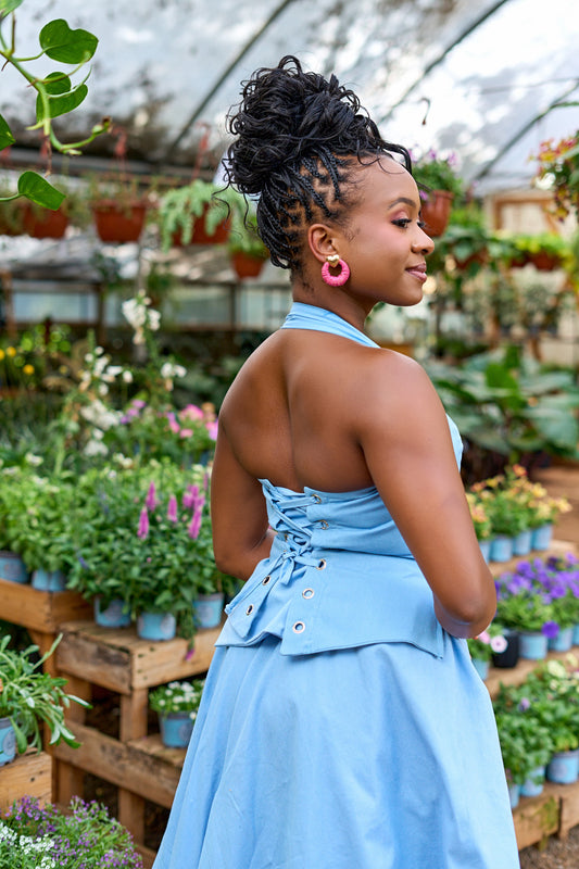 "Dewy Nectar" Classic Corset Top- Powder Blue