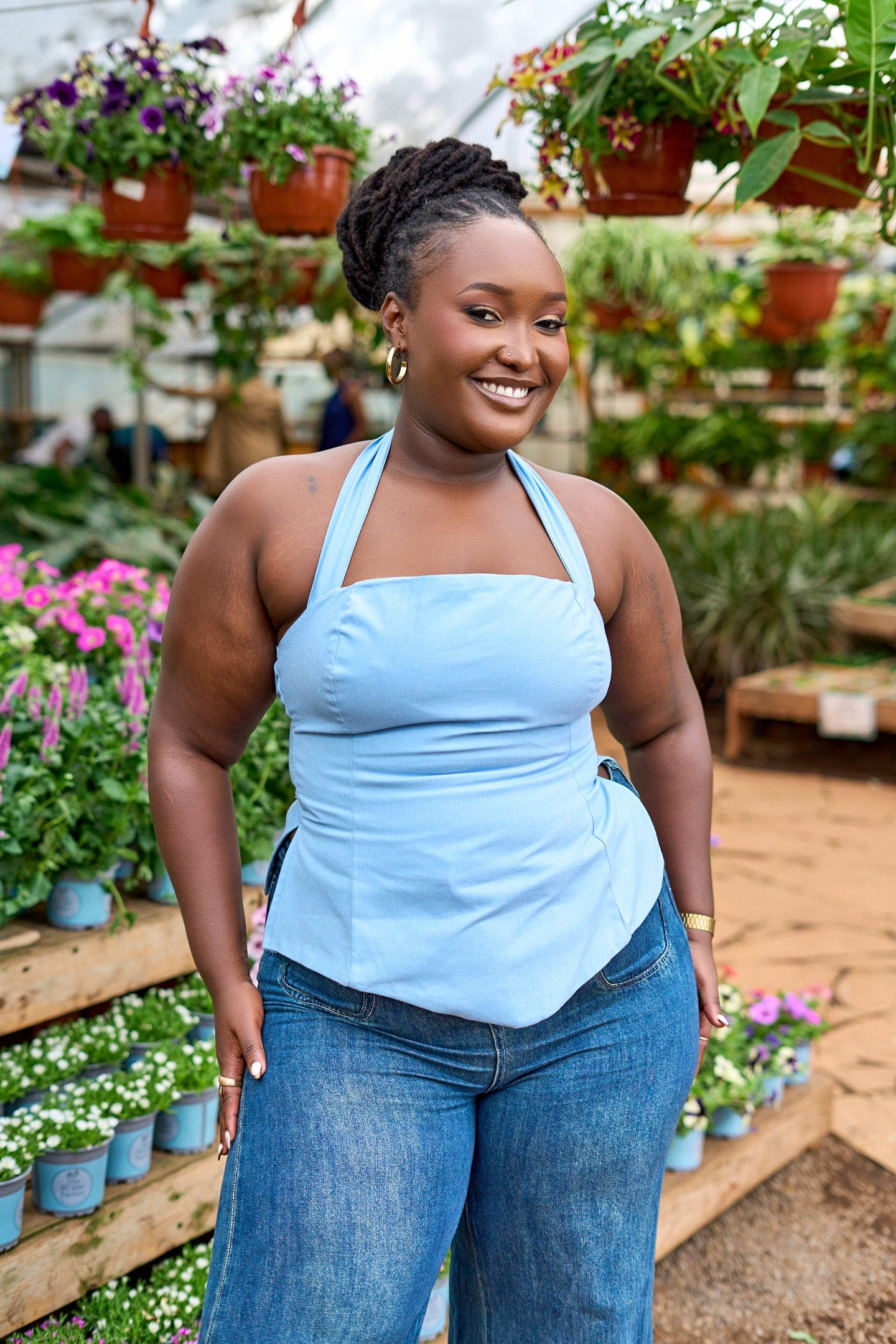 "Dewy Nectar" Classic Corset Top- Powder Blue