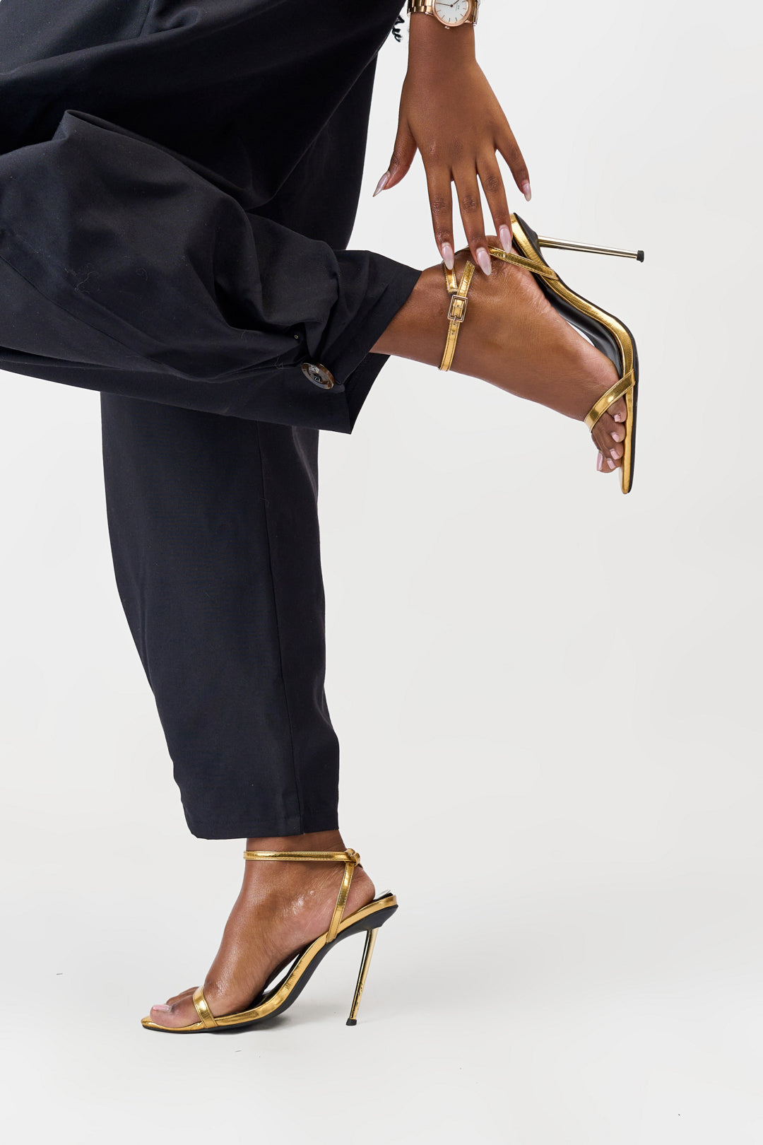 "Rooted Stem" Barrel Pant Set- Noir Black