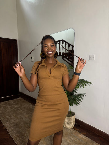 “Soft Launch" Ribbed Bodycon Midi- Cinnamon