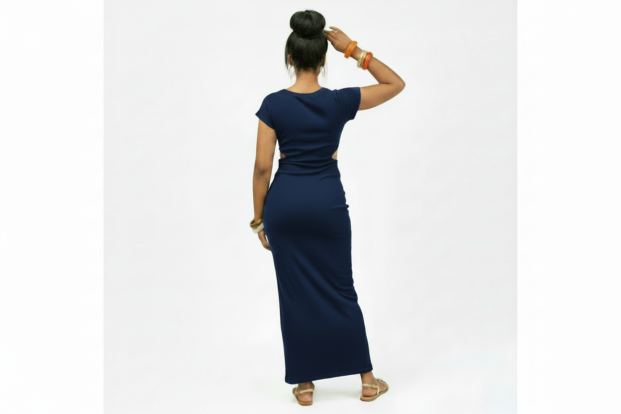 “Cutting Edge"  Bodycon Navy Blue