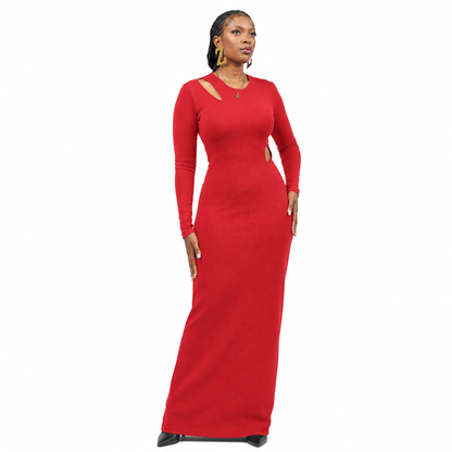 "Fine Edge" Ribbed Bodycon - Scarlet Red