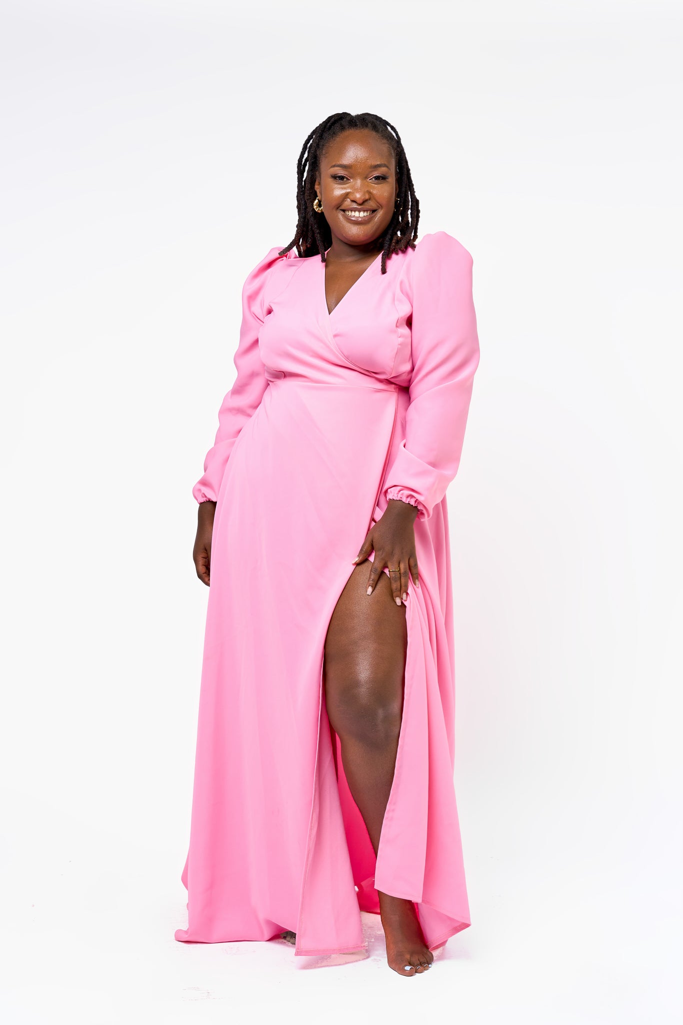 “Santana" Wrap Maxi Dress- Baby Pink