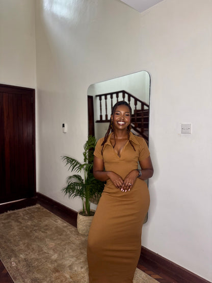 “Soft Launch" Ribbed Bodycon Maxi- Cinnamon