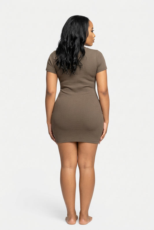 "Sweet Pea" Mini Bodycon Dress- Dry Cocoa