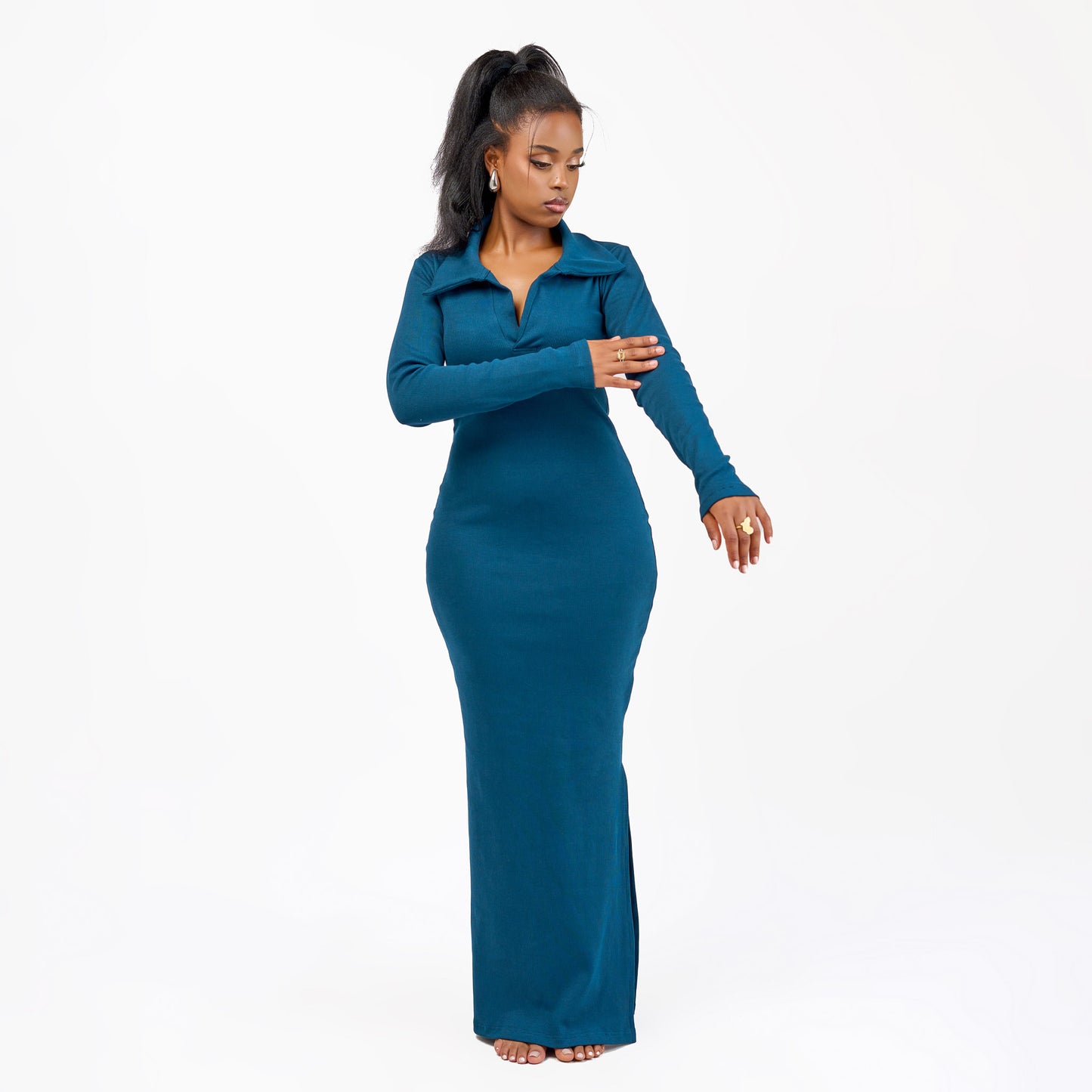 “Soft Launch" Ribbed Bodycon Maxi- Teal