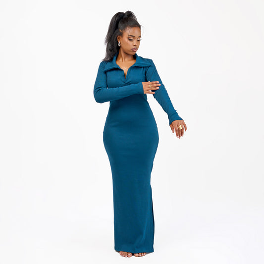 “Soft Launch" Ribbed Bodycon Maxi- Teal