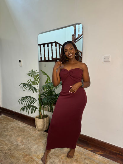 “Dream lover” Strapless Maxi dress- Eggplant