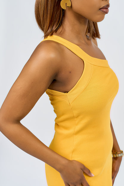 “Lover girl” Ribbed Bodycon Maxi Dress- Yellow