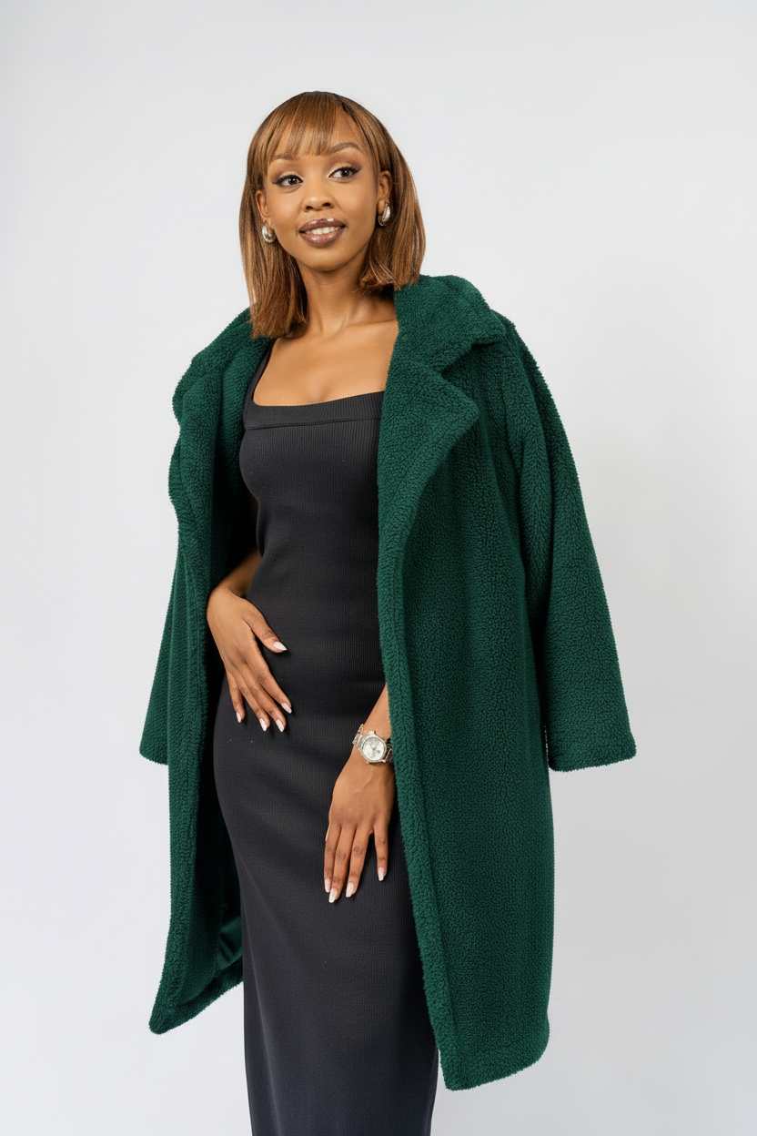 “Cover Girl” Teddy Coat- Emerald Green