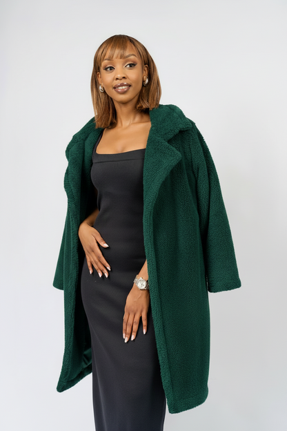 “Cover Girl” Teddy Coat- Emerald Green