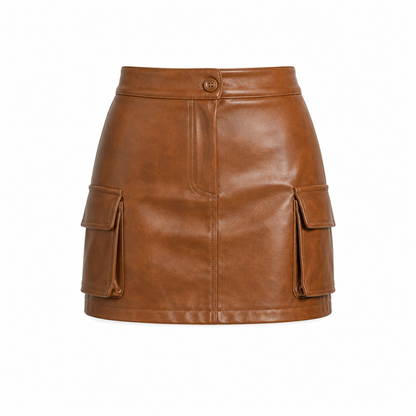 “Caramel Icon” Vegan Mini Cargo Skirt