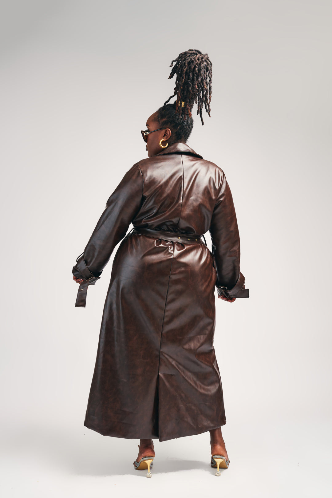 “Espresso Edit” Vegan Leather Trench Coat
