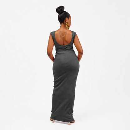 “Grey Siren” Ribbed bodycon Dress