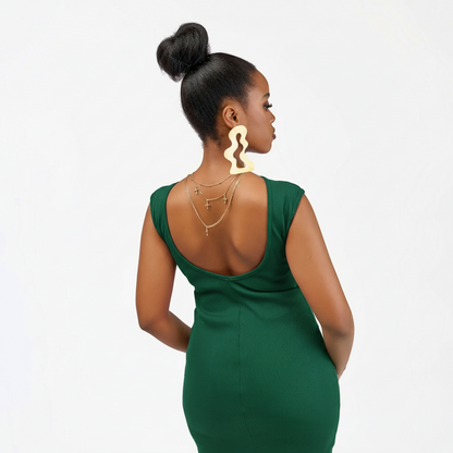 “Green Siren” Bodycon Dress- Forest Green