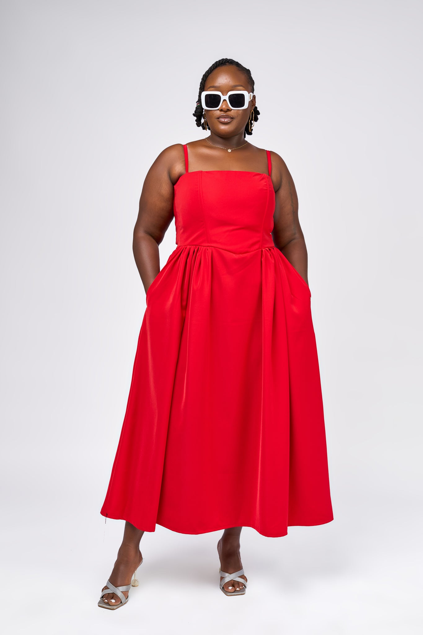 “Make a wish” Midaxi Milkmaid Dress- Rose Red