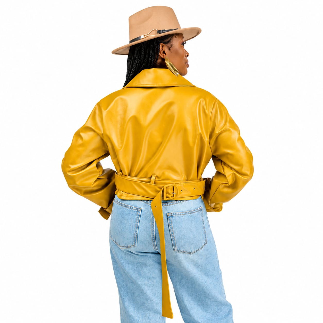 “Quiet Fire” Vegan Leather Crop Trench Coat