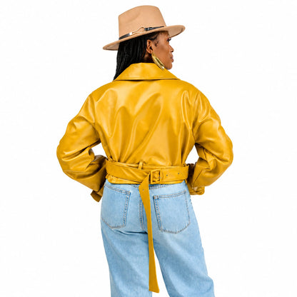 “Quiet Fire” Vegan Leather Crop Trench Coat