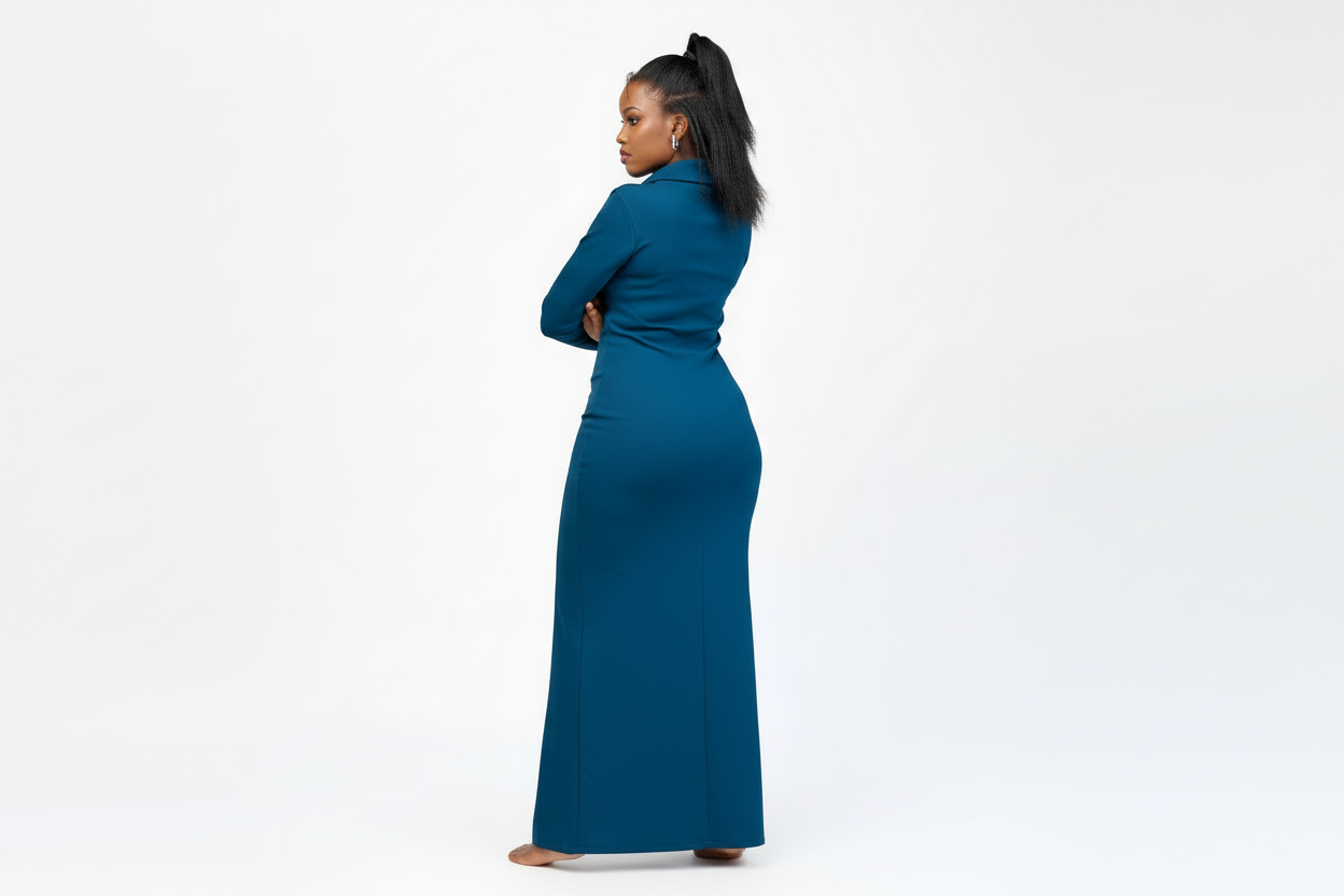 “Soft Launch" Heavy Jersey Bodycon Maxi- Ink Blue