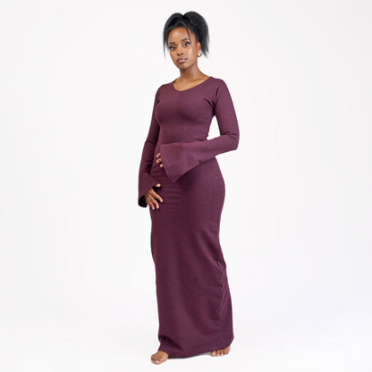 “Stop and Flare" Maxi Bodycon dress- Burgundy