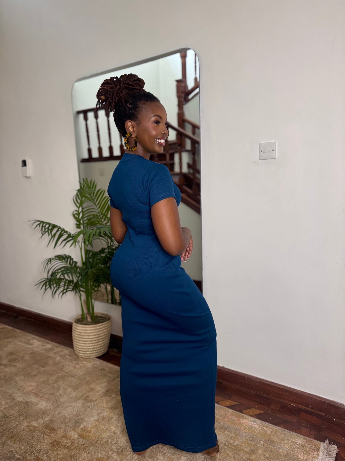 "Navy Baddie" Maxi Ribbed Bodycon dress- Teal