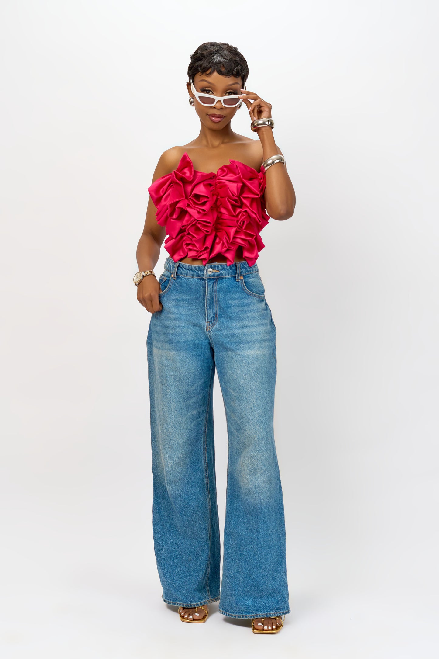 ZIA “Pinktini” Satin Ruffle Bustier