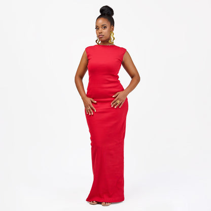 “Red Siren” Bodycon Dress- Scarlet