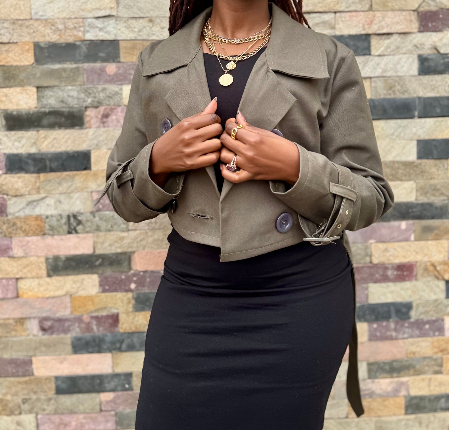 "Say Less” Crop Trench Coat