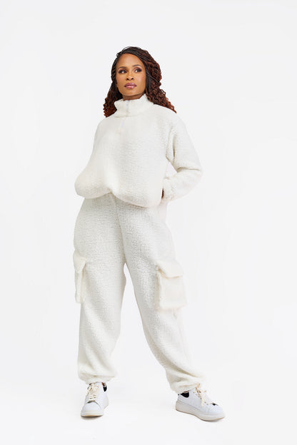 “Teddy Oh Baby” Pant Set- Pearl White