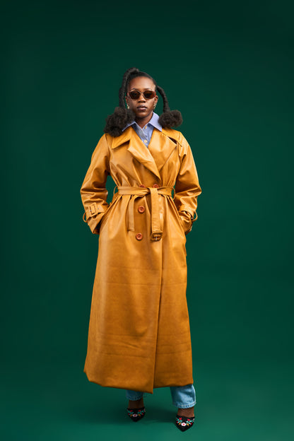 “Quiet Fire” Vegan Leather Trench Coat
