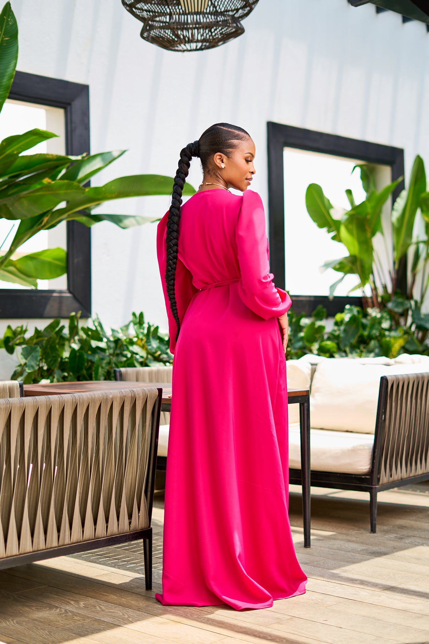 “Santana" Wrap Maxi Dress- Hot Pink