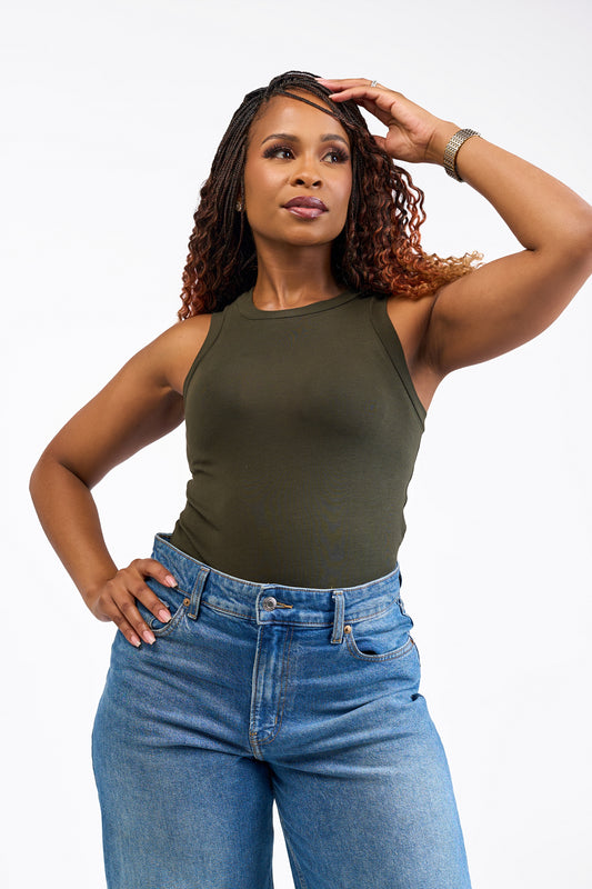 “Leaf me alone" Sleeveless Crop Top- Jungle Green