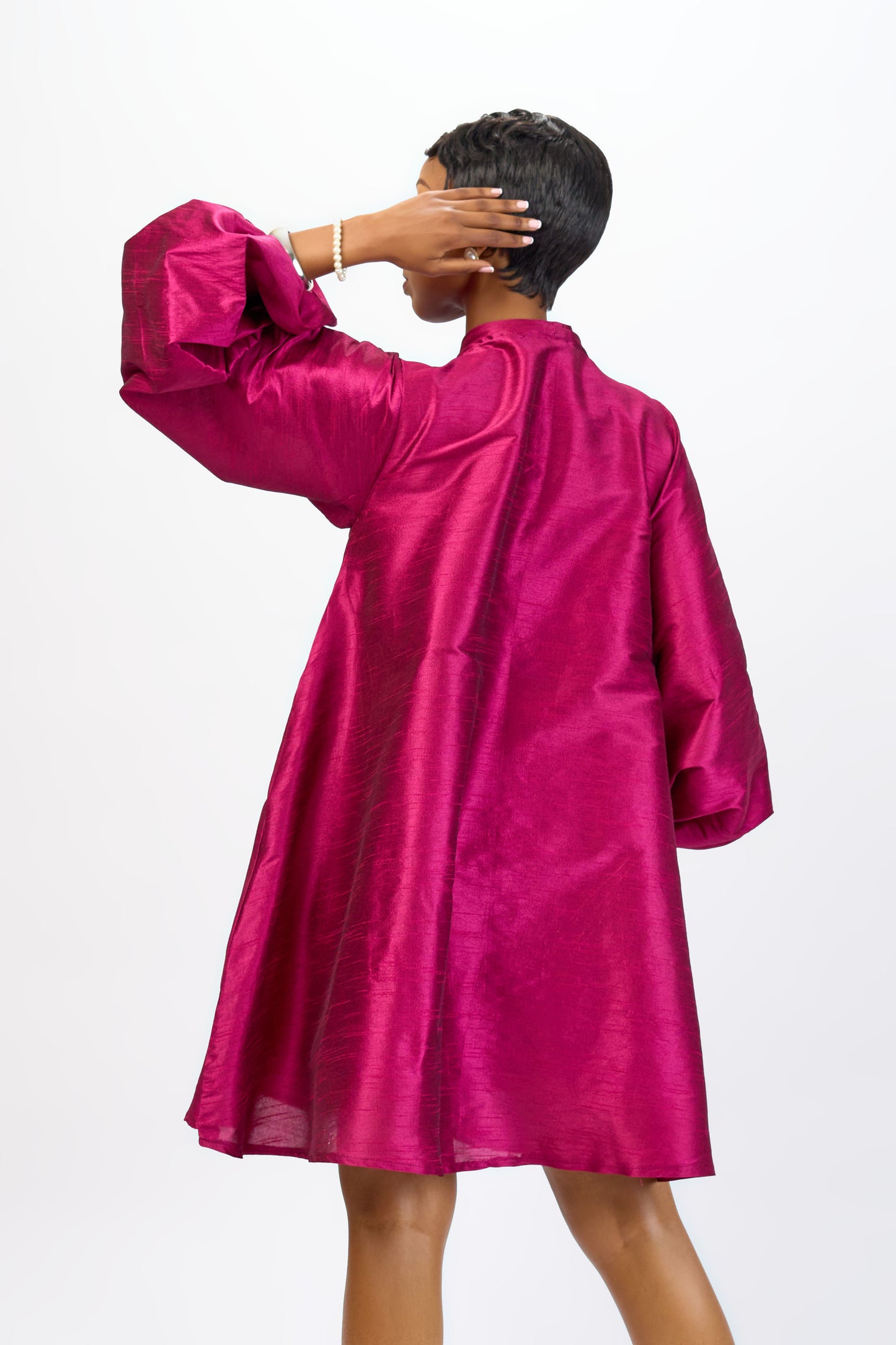 “Rosy Radiance” A line Dress- 100% Indian Silk