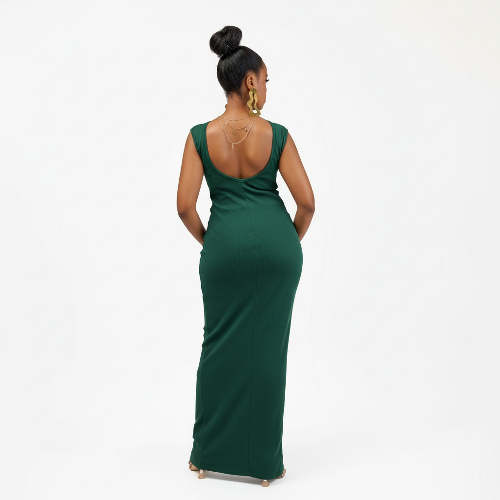 “Green Siren” Bodycon Dress- Forest Green