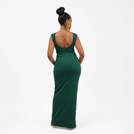 “Green Siren” Bodycon Dress- Forest Green