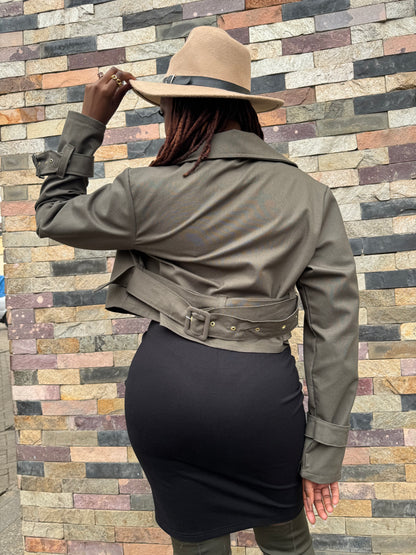 "Say Less” Crop Trench Coat