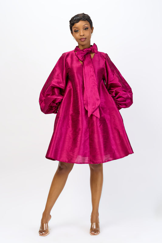 “Rosy Radiance” A line Dress- 100% Indian Silk