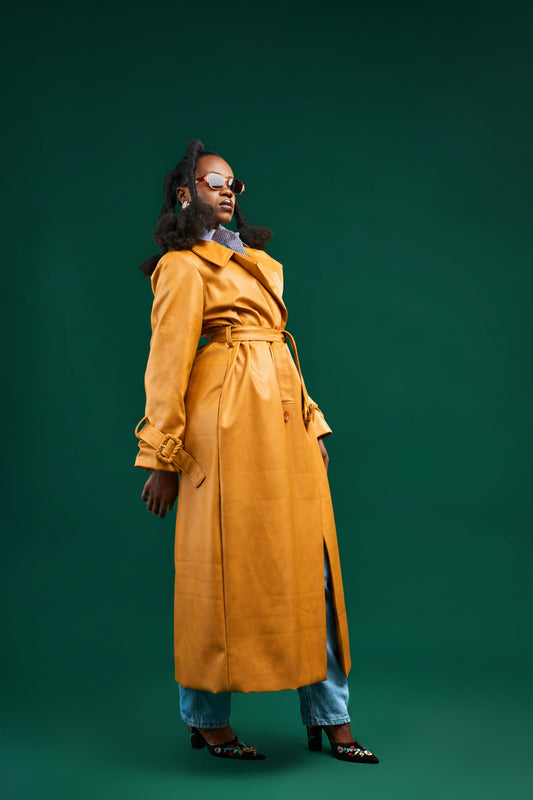 “Quiet Fire” Vegan Leather Trench Coat